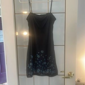 Blue Embellished Chiffon Dress